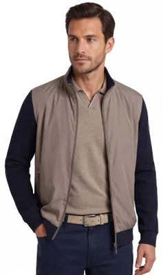 Produktbild von Bugatti Weste beige mit dunkelblauen Ärmeln