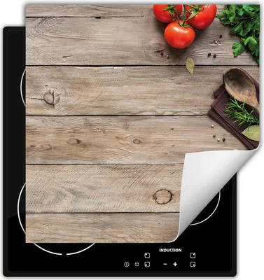 Produktbild von DarHaus Herdabdeckplatte 50x52 cm Anti Rutsch Matte Aufrollbar, Tomaten - Holz