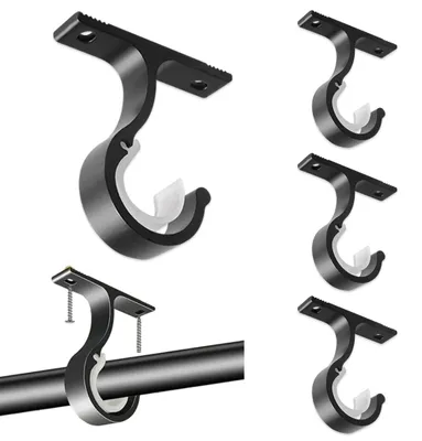 Gardinenstangenhalter 4er-Set, Aluminium, Ø 25-28 mm, schwarz