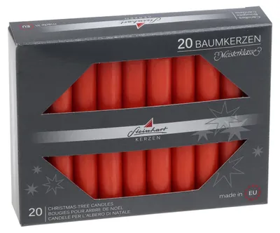 Produktbild von Baumkerzen durchgefärbt Rot 95 x Ø 13 mm, 20 Stück