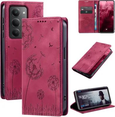 Produktbild von Handyhülle für Xiaomi Redmi 15 / 15 5G RFID Schutz Klapphülle Case Cover Design Blume Pusteblume Schutzhülle Farbe: Magenta