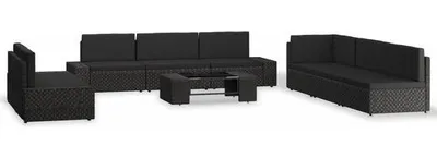 Produktbild von Polyester rattan 9-sitziger Gartenmöbel in Schwarz