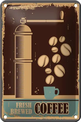Produktbild von Blechschild Retro 12x18cm Kaffee Coffee fresh brewed