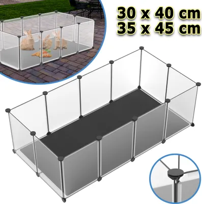Image de LARS360 Enclos pour petits animaux 12 pièces, enclos libre Parc pour chiots, enclos grillagé avec tapis, 125 x 63 x 42 cm, panneau en plastique PP, connecteur en plastique ABS, blanc