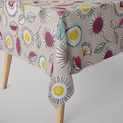 Produktbild von SCHÖNER LEBEN. Tischdecke Sundance Blumen beige ocker beere aqua Größe 130x240cm