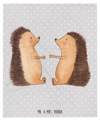 Produktbild von Mr. & Mrs. Panda Wohndecke Igel Liebe - Grau Pastell - Geschenk, Freundin, Bettdecke, Decke, Bettüberwurf, Tagesdecke, Freund, Hochzeitstag, Plaid, Kuscheldecke