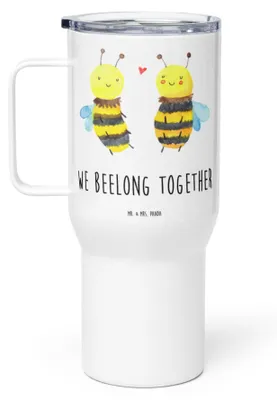 Produktbild von Mr. & Mrs. Panda Thermobecher Biene Verliebt - Weiß - Geschenk, Isolierbecher, Mehrweg-Kaffeebecher, Kaffee-to-go-Becher, Teetasse, thermosbecher