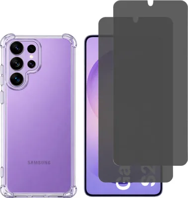 Produktbild von Stoßfeste Hülle für Samsung Galaxy S26 ULTRA und 2 Stück gehärtetes schwarzes Anti-Spionage-Glas als Displayschutz Phonillico®