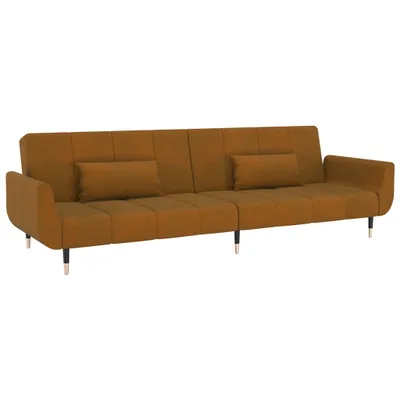 Produktbild von Schlafsofa 2-Sitzer mit 2 Kissen Braun Samt