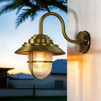 Produktbild von Außenwandlampe IP64 E27 Messing Maritim Wandleuchte außen Terrasse Garten