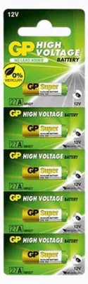 Image de GP Batteries High Voltage 27A - Pile jetable - alcaline - 12 V - 5 pièces(s) - 20 mAh - or - vert - blanc (17736)
