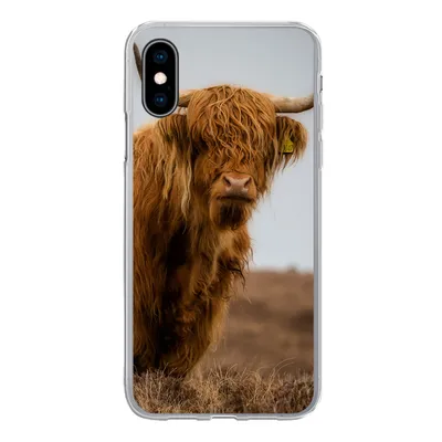 Produktbild von MuchoWow® Handyhülle Schutzhülle Hülle für iPhone X Schottischer Highlander - Düne - Gras Silikon Softcase Handy Hülle - Handyhülle