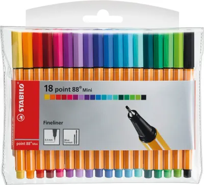 Zdjęcie produktu dla Fineliner - STABILO point 88 Mini - 18-pak - z 18 różnymi kolorami