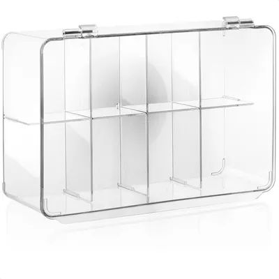 Produktbild von com-four® Teekiste mit 8 Fächern und Klappdeckel - transparente Aufbewahrungsbox