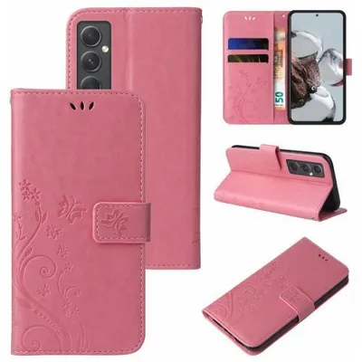 Produktbild von Kunstleder Flip-Hülle Floral für Samsung Galaxy A54 5G - Farbe: Rosegold - Modellkompatibilität: Für Samsung Galaxy A55 5G
