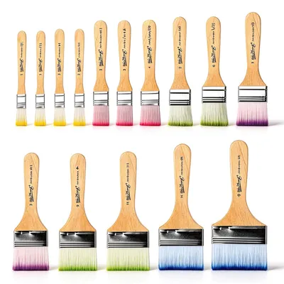 15 Nylon-Flachpinsel-Set für Acryl, Aquarell & Öl