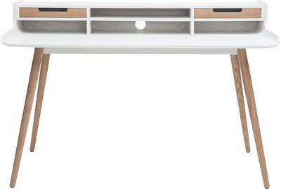 Produktbild von Miliboo - Skandinavischer Schreibtisch aus Holz und weiß L140 cm OPUS