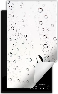 Produktbild von DarHaus Herdabdeckplatte 1 teilig 30x52 cm Anti Rutsch Matte Aufrollbar, weiß  - Tropfen