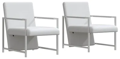 Obrázek produktu pro vidaXL Křeslo 2 ks. Chromovaný rám Bílá Imitace kůže