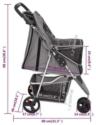Produktbild von vidaXL Hundewagen Faltbar Grau 80x46x98 cm Oxford-Gewebe