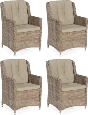 Produktbild von Sonnenpartner 4er-Set Garten-Sessel Avatar Aluminium mit Polyrattan rustic-stream Gartenstuhl Hochlehner