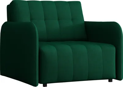 A green sofa is shown against a white background.