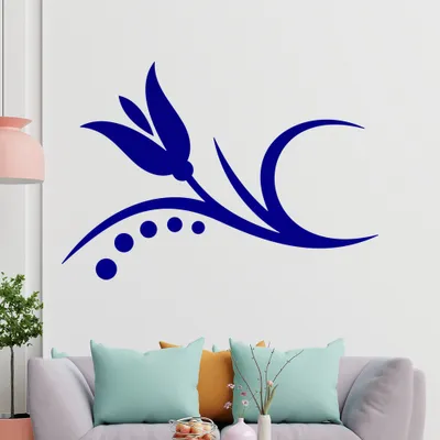 Produktbild von Blume - Linien Punkte Wandtattoo in 6 Größen - Wandaufkleber Wall Sticker - Dekoration, Küche, Wohnzimmer, Schlafzimmer, Badezimmer