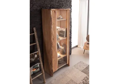 Produktbild von MASSIVMOEBEL24 Vitrine Akazie 81x45x204 natur lackiert PURE ACACIA #107