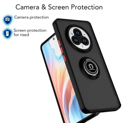 Produktbild von Hülle für Realme 14 Pro Matte Transluzent TPU Stoßfest Schutzhülle mit Ring Halter Ständer Gelb