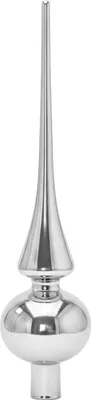 Produktbild von B&S Christbaumspitze Weihnachtsschmuck | Glas | Silber Glanz | H 26 x Ø 6 cm