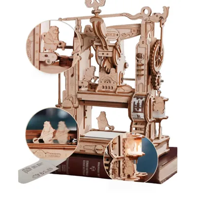 Obrázok produktu pre 3D drevené tlačové puzzle s LED diódou, 303 kusov, vintage DIY kit, typové sady, mechanické, nápad na darček pre rodinu a kreatívnych ľudí