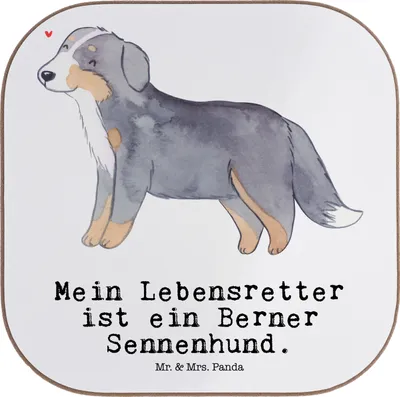 Produktbild von Mr. & Mrs. Panda Holzuntersetzer Berner Sennenhund Lebensretter - Weiß - Geschenk, Tassen Untersetzer, unterleger, Coaster, gläseruntersetzer, für Gläser, Dürrbächler