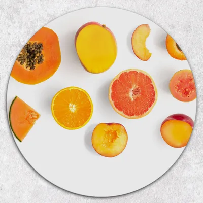 Produktbild von Glas-Herdabdeckplatten Glaskeramikkochfeld-Abdeckung Spritzschutz Glas Runden Schneidebrett fi40 cm - Obst