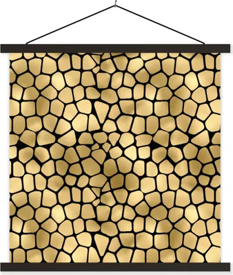 Produktbild von MuchoWow® Textilposter Muster - Formen - Gold 40x40 cm mit schwarzem Rahmen - Fotos