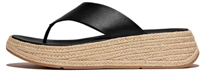 Produktbild von FitFlop F-Mode Espadrille Leather Flatform Toe-Post Sandals SCHWARZ 41