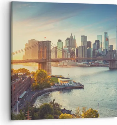 Produktbild von Bild auf Leinwand - Leinwandbild - New York Brücke - 70x70cm - Wand Bild - Wanddeko - Wandbilder - Leinwanddruck - Bilder - Kunstdruck - Wanddekoration - Leinwand bilder - Wandkunst - AC70x70-4047