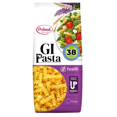 Image de GI Pasta Fusilli à index glycémique bas pour diabétiques | Haute teneur en protéines et en fibres | Faible teneur en glucides et index glycémique bas (38) | 4 ingrédients naturels