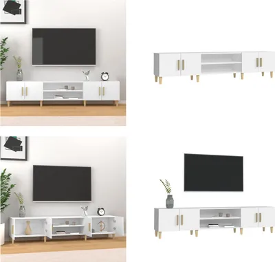 Zdjęcie produktu dla vidaXL szafka pod TV biała 180x31,5x40 cm materiał drewnopochodny - szafka pod TV - szafki pod TV - meble pod TV - stojak pod TV