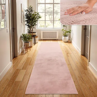 Produktbild von TT Home Wohnzimmer Teppich Hochflor Langflor Kunstfell Weich Modern Unifarben Flauschig Größe 80x300 cm