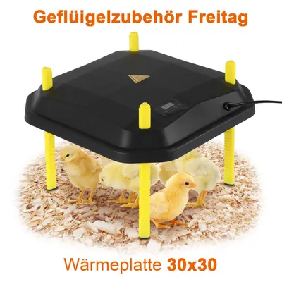 Produktbild von Faziango Küken-Wärmeplatte 40x40cm 42W mit Temperaturregler - Schwarz/Gelb für Hühner & Geflügel