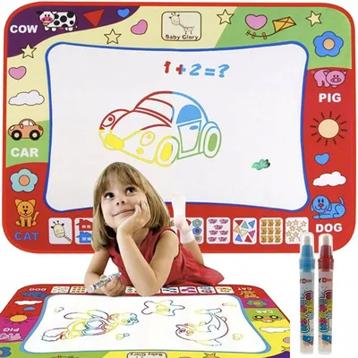 Produktbild von Wasserzeichenmatte mit 2 Stiften, farbig, Kunststoff, Maße 59x79,5 cm