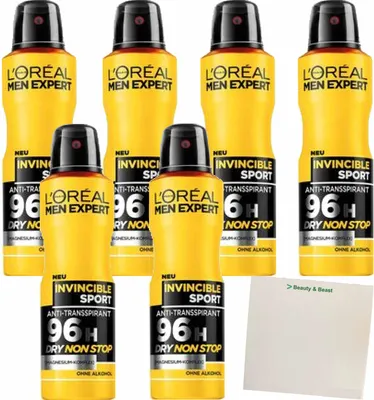 Produktbild von L'OREAL MEN EXPERT Deo Spray Invincible Sport 6er Pack (6x150ml Flasche) + usy Block