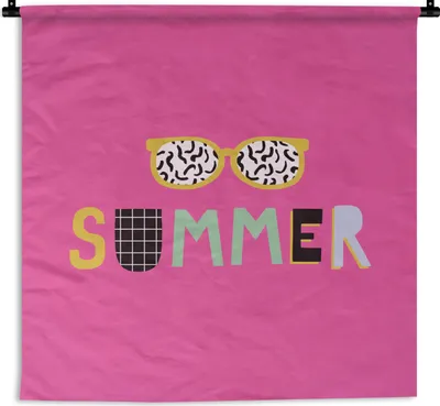 Produktbild von MuchoWow® Wandteppich Wandbehang Sommer - Sonnenbrille - Zitat 150x150 cm Tapisserie Dekoration Wandtuch - Wohnaccessoires - Modernes