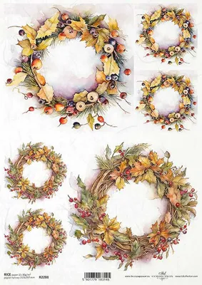 Produktbild von ITD Reispapier Decoupage Bastelpapier Serviettentechnik-R2288 Herbstgirlanden
