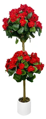 Immagine prodotto di Geranio artificiale - 120 cm. Albero artificiale realizzato in plastica resistente ai raggi UV. Adatto per interni. Decorazione per la casa, matrimoni, feste. Fiori rossi