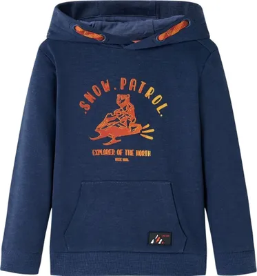 Productafbeelding van Kindertrui met capuchon 92 gemêleerd marineblauw en oranje