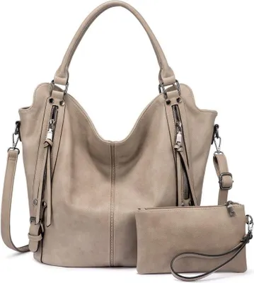 Obrázok produktu pre Pravá dámska kabelka khaki vrátane peňaženky - veľká kožená shopper do kancelárie, školy, na cesty