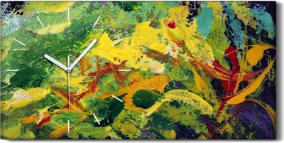 Produktbild von Wanduhr Uhr Wandbild Leinwand Geräuschlos 60x30 Malerei Abstrakte Kunst Blumen - weiße Hände