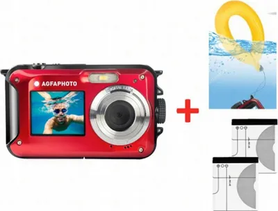 Zdjęcie produktu dla Aparat 24MP VIDEO HD 3M / Agfa Photo / Podwodny / WP8000/  Czerwony + pasek wyporowy