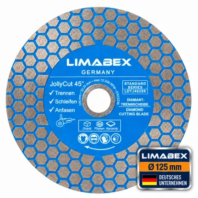 Produktbild von Diamanttrennscheibe 125 mm Jolly Cut 45 Keramik Fliesen Feinsteinzeug Trennen Schleifen Anfasen